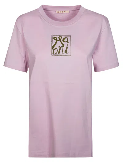 Marni Logo On The Chest Cotton T-shirt In Pink