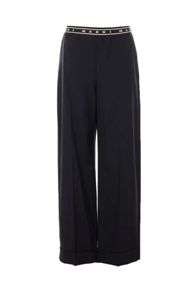Marni Logo Pants In Black