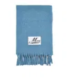 Marni Logo-patch Alpaca Wool-blend Scarf In Blue