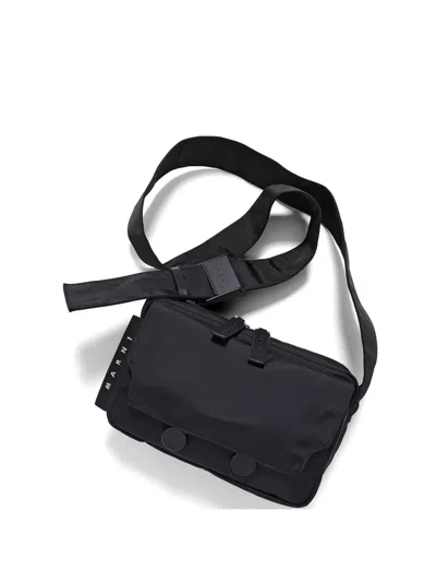Marni Logo-patch Belt Bag In Black