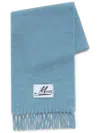 Marni Logo-patch Alpaca Wool-blend Scarf In Blue