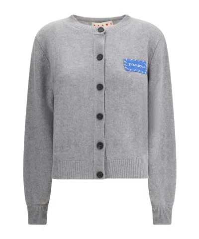 MARNI MARNI LOGO PATCH BUTTONED CARDIGAN