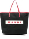 Marni Logo-patch Canvas Tote Bag In Black