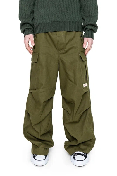 Marni Logo Patch Cargo Trousers In Green