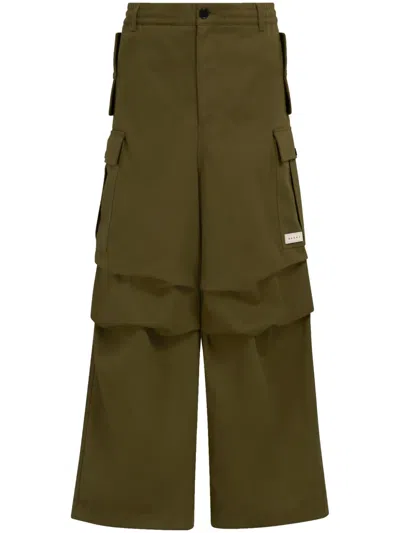 Marni Wide-leg Cargo Pants In Green
