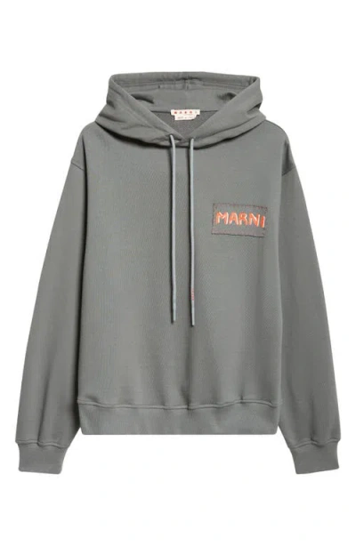 Marni Logo Hoodie In Grey