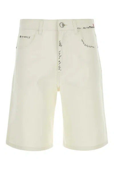 Marni Logo Patch Denim Shorts In White