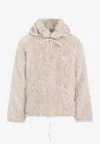 Marni Giacca In Ecopelliccia Con Cappuccio Removibile In Beige