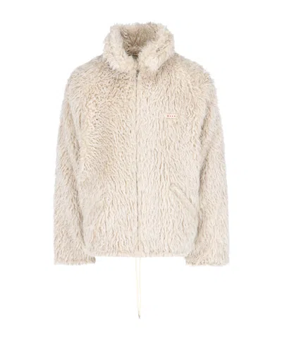 MARNI MARNI LOGO PATCH ZIPPED COAT