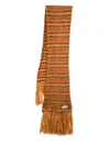 Marni Logo-patch Frayed Scarf In Orange