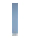 Marni Logo-patch Fringed-edges Scarf In Blue