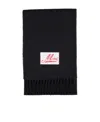 Marni Logo Patch Fringed Scarf In Black