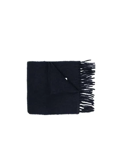 Marni Logo-patch Fringed Scarf In Black