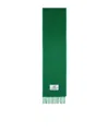 Marni Logo Patch Fringed Scarf In Green