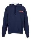 Marni Logo-patch Hoodie In Blue