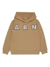 Marni Hooded Sweatshirt With Embroidered  Patch Logo In Brown