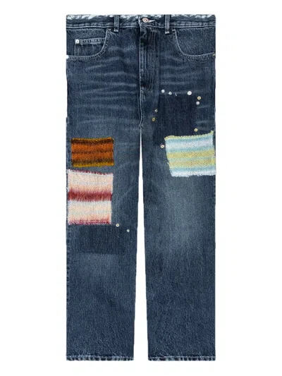 Marni Logo-patch Jeans In Blue