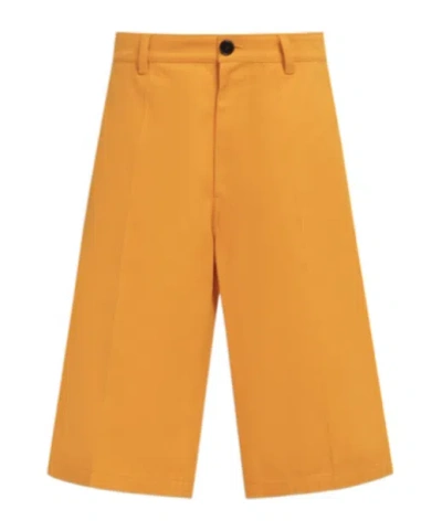 Marni Logo-patch Knee-length Shorts In Orange