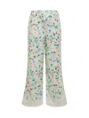 Marni Logo Patch Motif Printed Pants In Natural White
