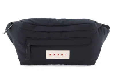 Marni Logo Patch Padded Large Belt Bag In Black