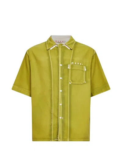 Marni Logo Patch-pocket Shirt In Green