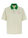 Marni Cotton Blend Polo Shirt With Contrasting Collar In Green