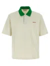Marni Cotton Blend Polo Shirt With Contrasting Collar In Green