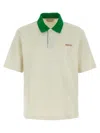 Marni Cotton Blend Polo Shirt With Contrasting Collar In Green