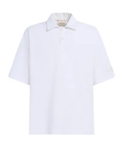 Marni Logo-patch Polo Shirt In White