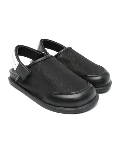 Marni Kids' Logo-patch Sandals In Black