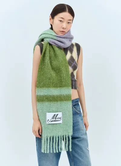 Marni Logo Patch Scarf In Green