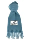 Marni Fringed Logo Patch Scarf With Soft Texture In Lake