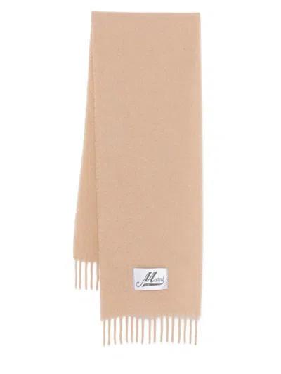 Marni Logo-patch Scarf In Neutrals