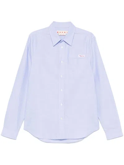 Marni Logo-patch Shirt In Blue
