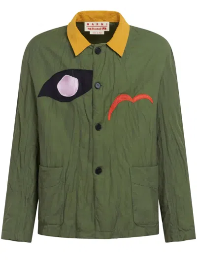 Marni Logo-patch Shirt Jacket In 00v66