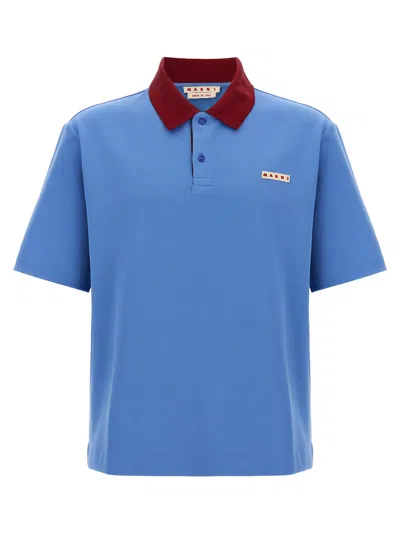 MARNI LOGO PATCH SHIRT POLO LIGHT BLUE