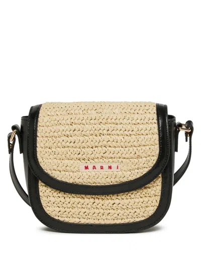 Marni Kids' Logo-patch Shoulder Bag In Neutral