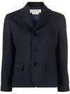 Marni Tailored Wool Jacket With Classic Button Closure And Pockets In Blue