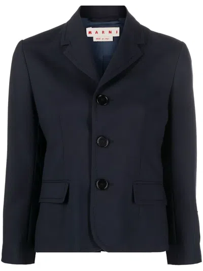 Marni Tailored Wool Jacket With Classic Button Closure And Pockets In Black