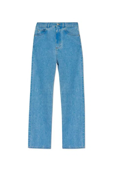 Marni Logo Patch Straight Leg Jeans In Blue