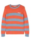Marni Logo-patch Striped Jumper In Orange