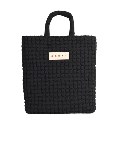 Marni Black Logo Patch Tote Bag