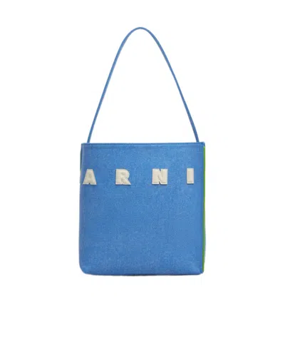 Marni Logo-patch Tote Bag In Blue