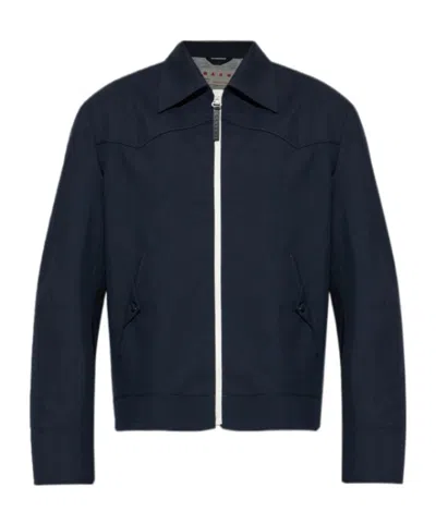 MARNI MARNI LOGO PATCH ZIP-UP JACKET