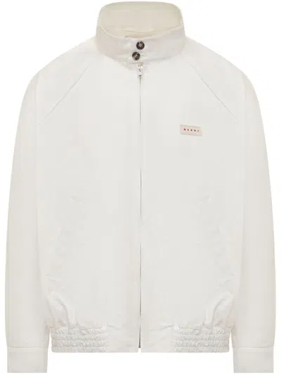 Marni Logo-patch Zip-up Jacket In White