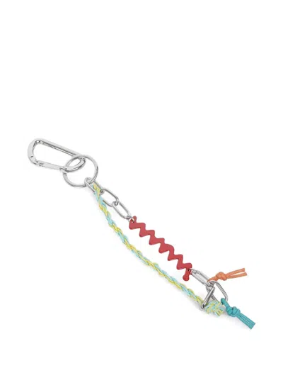 Marni Logo-plaque Keyring In Multi