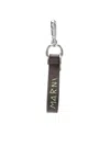 Marni Logo-plaque Leather Keyring In Black