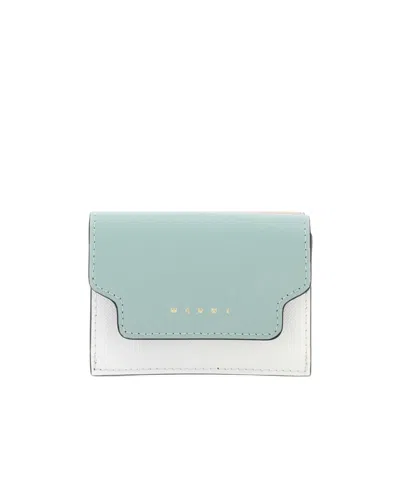 Marni Logo-plaque Leather Purse In Blue