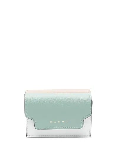 Marni Logo-plaque Leather Purse In Neutrals