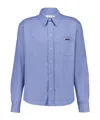 Marni Logo Plaque Long-sleeved Shirt In Blue